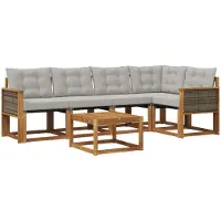 vidaXL Buiten bank set 6 st Naturel en lichtgrijs