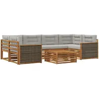 vidaXL Buiten bank set 7 st Naturel en lichtgrijs