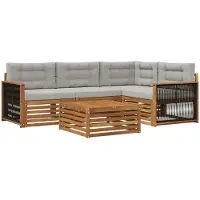 vidaXL Buiten bank set 5 st Naturel en lichtgrijs