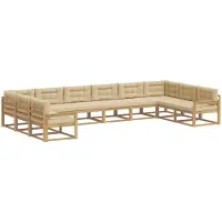 vidaXL Buiten bank set met kussen 10 pcs Wit en Beige