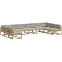 vidaXL Buiten bank set met kussen 10 pcs Wit en Lichtgrijs
