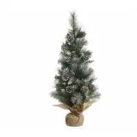Everlands Mini Kunstkerstboom Frosted 75cm Met Deco & Jute Groen groen PVC