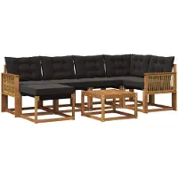 vidaXL Buiten bank set 7 st Naturel en Zwart