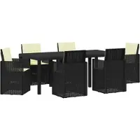 vidaXL Tuin Eettafel Set 7 st Antraciet- en crèmekleurig PP
