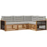 vidaXL Buiten bank set 4 st Naturel en lichtgrijs