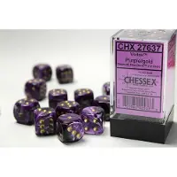 Chessex Vortex Paars/goud D6 16mm Dobbelsteen Set (12 stuks)