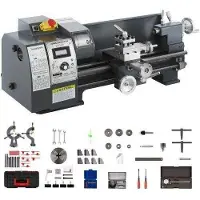 Vevor 1100 Watt Mini Metaaldraaibank 8X16 inch voor Metaalbankdraaibank Precisie Parallelle Draaibank