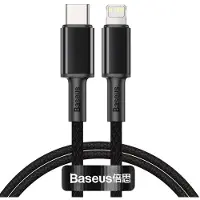 Baseus High Density USB C Kabel naar Apple Lightning 1 meter zwart - 20W - Fast Charge - gewoven - velcro bandje - geschikt voor iPhone