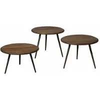 Tower Living Turi table set (3) - 54x54/45/40/35 - recl. teak w-grey (Grijs, 55x55x45 diameter: 55cm)