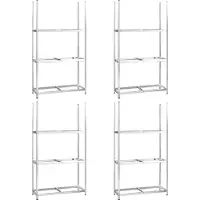 vidaXL Bandenrekken 3-laags 4 st 110x40x200 cm staal zilverkleurig