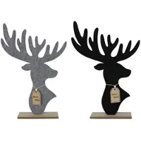 Svenska Living Hertenkop vilt 58cm zwart of grijs zwart Hout Decoratief beeld of