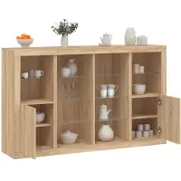 vidaXL Dressoirs met LED-verlichting 3 st bewerkt hout sonoma eiken