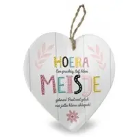Miko Houten hart baby, hoera meisje (naturel, multicolor)