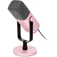 Fifine AM8 - Gaming Microfoon Dynamische - Podcast Streaming PC PS4 PS5 - Ruisonderdrukking - Touch Mute Knop - USB RGB - Roze