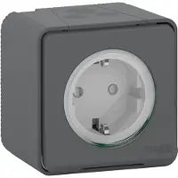 Schneider Electric Mureva Styl wandcontactdoos 1-voudig IP55 antraciet