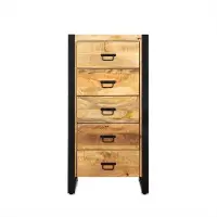 Benoa Erna Teakhouten Industrieel / Landelijk Dressoir - Dressoir 175cm - Teakhouten Dressoir met Lades en Deuren - Industriële Wandkast - Teakhouten Wandmeubel - Dressoir Teak hout met Metaal