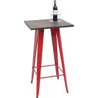 MCW Hoge tafel -A73 incl. houten tafelblad, bistrotafel bartafel, metalen industrieel ontwerp 107x60x60cm ~ rood