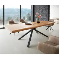 DELIFE Eettafel Edge 260x100 XL acacia natuur kruisframe rechthoek zwart Live-Edge
