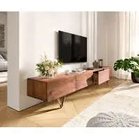 DELIFE Tv-meubel Wyatt 220 cm acacia bruin 4 laden V-poot roestvrij staal