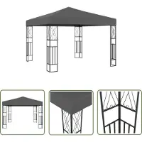 The Living Store De Living Store paviljoen, 3x3 meter, antraciet, met stoffen bekleding