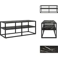 vidaXL Tv-kast - Tv-kasten - Televisiekast - Televisiekasten - Tv-meubel met zwart marmerglas 100x40x40 cm zwart