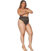 Dreamgirls - hoge taille slip - kant - zwart - 2XL