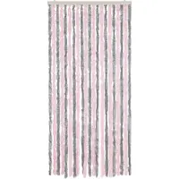 vidaXL Vliegengordijn 56x185 cm chenille zilvergrijs en roze