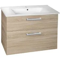 Aqualine Vega Wastafelonderkast 82x67,6x43,8cm, 2x lade, eiken platina