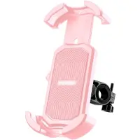 RockBros Telefoon Houder Motorfiets Telefoon Mount Telefoon Klem voor Fiets Motorfiets, 360 ° Draaibare Universele Mobiele Telefoon Houder voor 4.7-7.2 Inch Smartphones Roze (stuur)