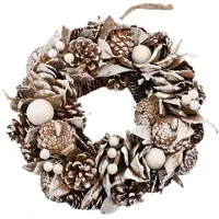 HBX natural living Krans Northern Glow Snow D30cm Wit Bruin bruin Hout Kransen