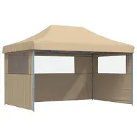 Syfax Partytent inklapbaar pop-up met 3 zijwanden beige