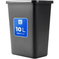 Kadax Afvalemmer voor afvalscheiding, 10 liter, afvalemmer met beweegbare handgreep, afvalsorteerder van kunststof, universele afvalemmer, afvalcontainer (zwart, 10 liter)