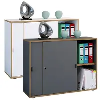 VCM Houten kantoorkast Dossierkast Kantoormeubilair Kast Salia 2-voudig breedte 100 cm Schuifdeuren