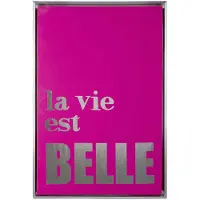 PT Living Wanddecoratie La Vie Est Belle Canvas Medium Dark Pink Silver Foil