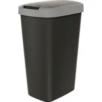 Prosperplast Afvalcontainer 45 liter met deksel, KEDEN COMPACTA Q, zwart met lichtgrijze rand