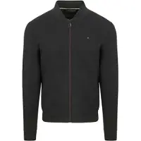 No-excess Sweater full zipper pique bomber black