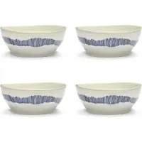 Serax Feast Kom L - Set van 4 White|Blue Stripes