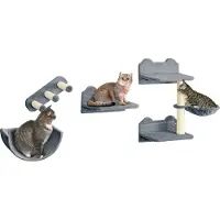 PawHut -Katzen Kletterwand-Spanplatte, Polyester-40L x 28B x 73H cm-Grau
