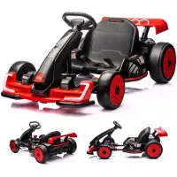 Vrooomy Audi Kinder Elektrische Gokart 24V (6–12 jaar) – Officieel gelicenseerd, met driftfunctie, Bluetooth, EVA-banden en verstelbare stoel – Elektrische Gokart – Rood