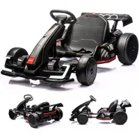 Vrooomy Audi Kinder Elektrische Go-Kart 24V (6–12 jaar) – Officieel gelicenseerd, met driftfunctie, Bluetooth, EVA-banden en verstelbare stoel – Elektrische Go-Kart – Zwart