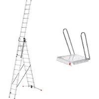 Hailo ProfiLOT, 3-delige aluminium combinatieladder, 3x12 sporten, waterpassysteem, transportvergrendeling, tot 150 kg, Made in Germany, 9312-107