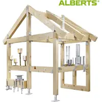 Alberts 4 x inschroefmof voor ronde of vierkante houten palen thermisch verzinkt 71 x 71 mm totale lengte 900 mm