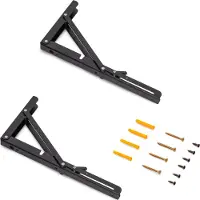 Emuca Set Opklapbare steunen set, lengte 303mm, Staal, Zwart gelakt