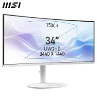 MSI MD342CQPWDE Kantoormonitor - Gebogen paneel, 120Hz, KVM-switch KVM-switch Power Delivery 98Watt, in hoogte verstelbaar