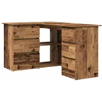 vidaXL Hoekbureau 145x100x76 cm bewerkt hout oud houtkleurig