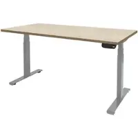 Schaffenburg Dextro plus zit/sta 160x80cm, electrisch hoogte verstelbare werkplek, T-poot frame. Frame kleur aluminium (RAL9006) en blad Honey Castello.