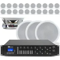 Power Dynamics uitgebreide plafond speaker set met 24 speakers - 100V - Wit