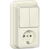 Gira Serieschakelaar + Wandcontactdoos Opbouw Creme 417510