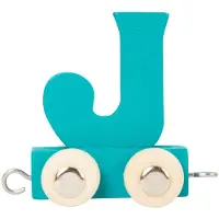 Small Foot - Houten Lettertrein Blauw - J - 12 stuks