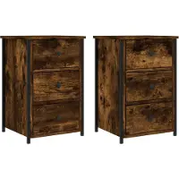 vidaXL Nachtkastjes 2 st 40x36x60 cm bewerkt hout gerookt eikenkleurig